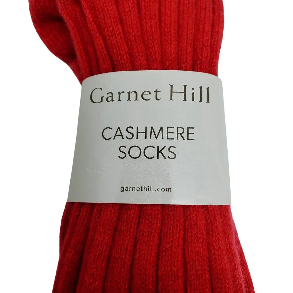 NEW Garnet Hill Ankle Socks 9-11 Atomic Red 82% Cashmere Warm Cozy Holiday Gifts